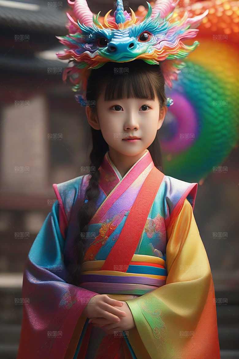 小女孩遇见绚丽彩虹龙一段奇妙的童话故事