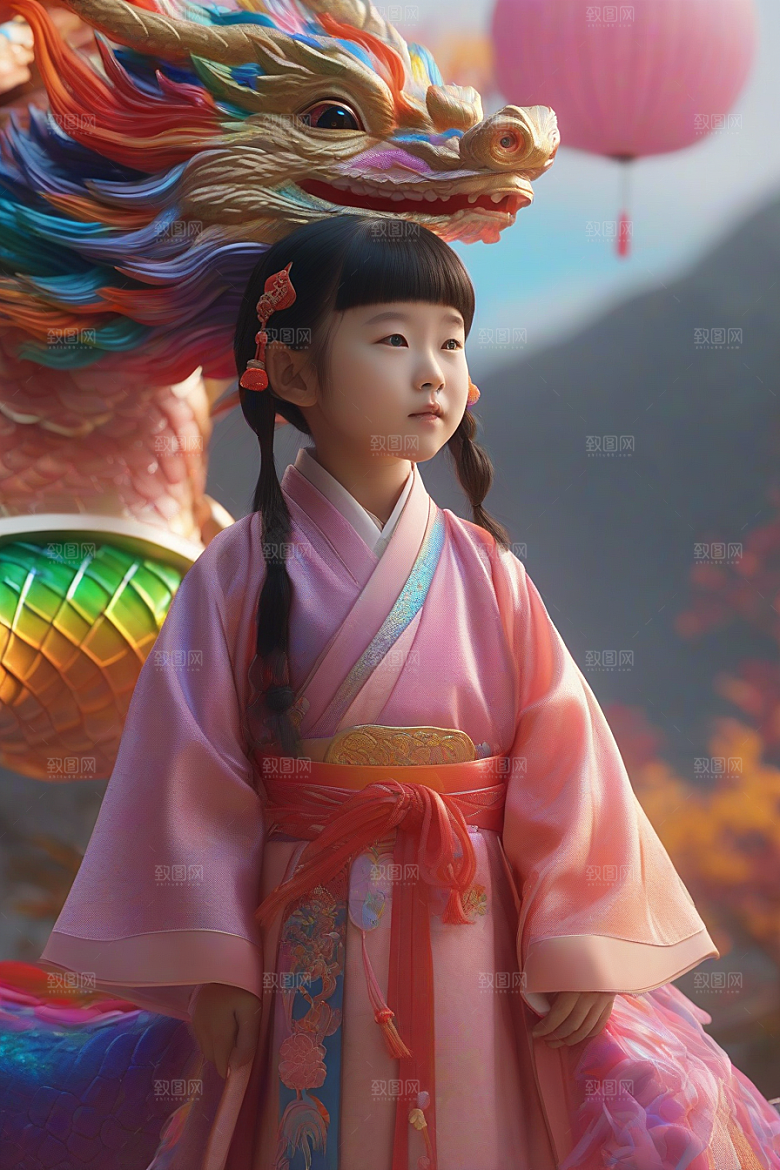 小女孩与绚丽彩虹龙的奇妙冒险故事