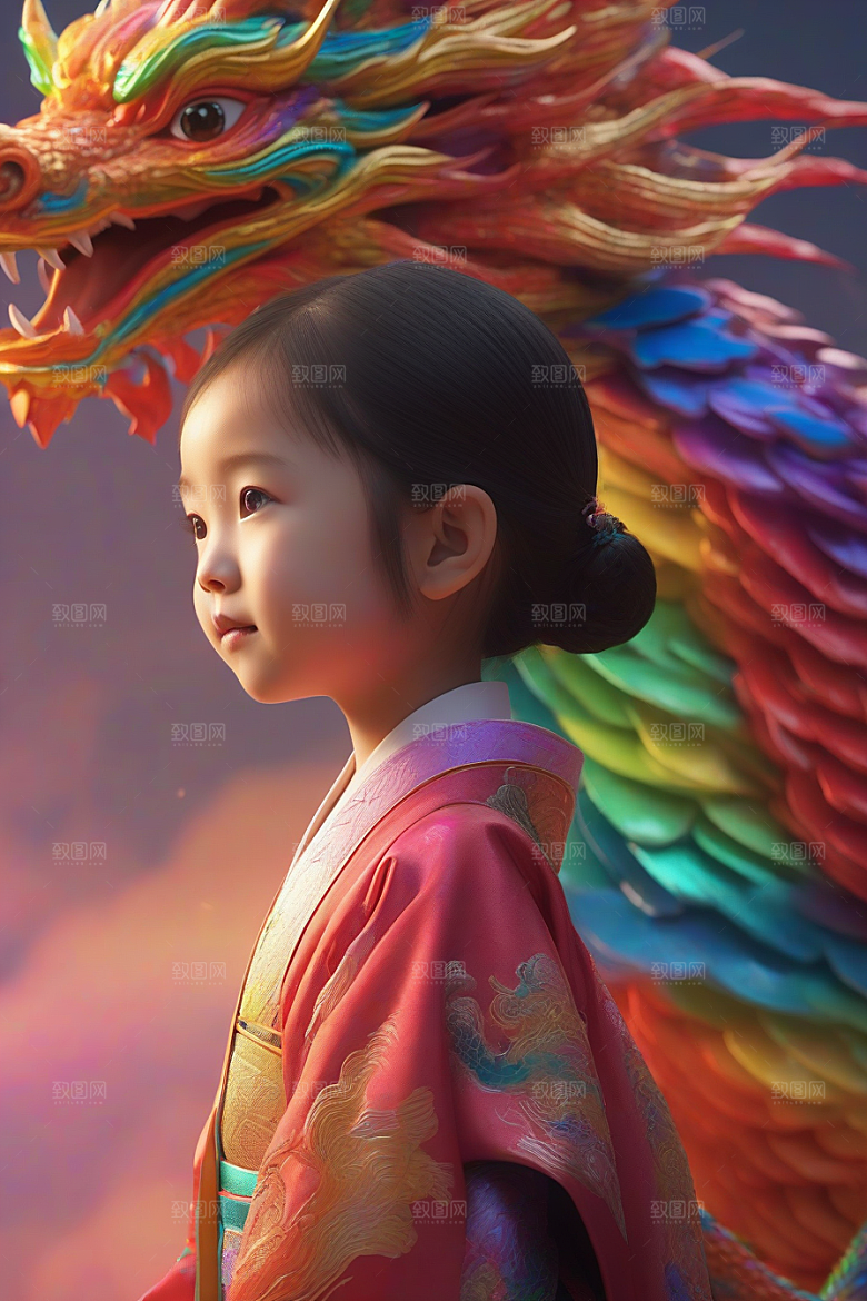 小女孩与绚丽彩虹龙的奇妙冒险故事