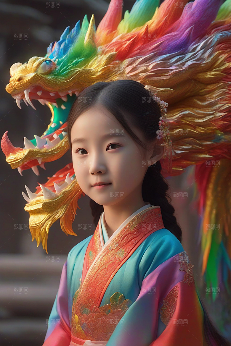 小女孩与绚丽彩虹龙的奇妙冒险故事