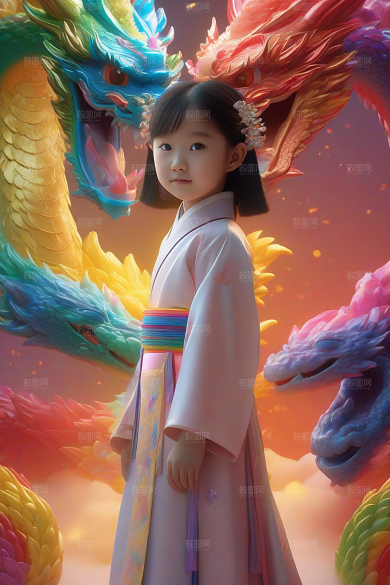 小女孩与绚丽彩虹龙的奇妙冒险故事