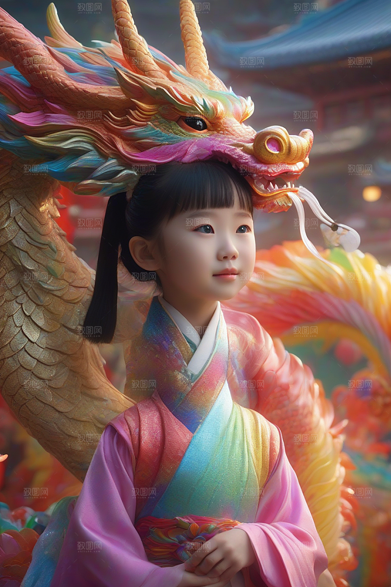小女孩与绚丽彩虹龙的奇妙冒险故事