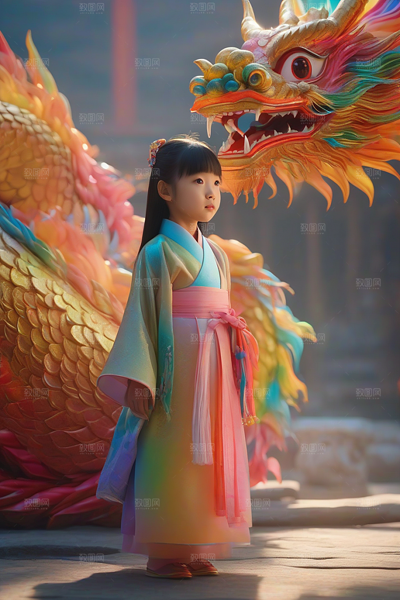 小女孩与绚丽彩虹龙的奇妙冒险故事