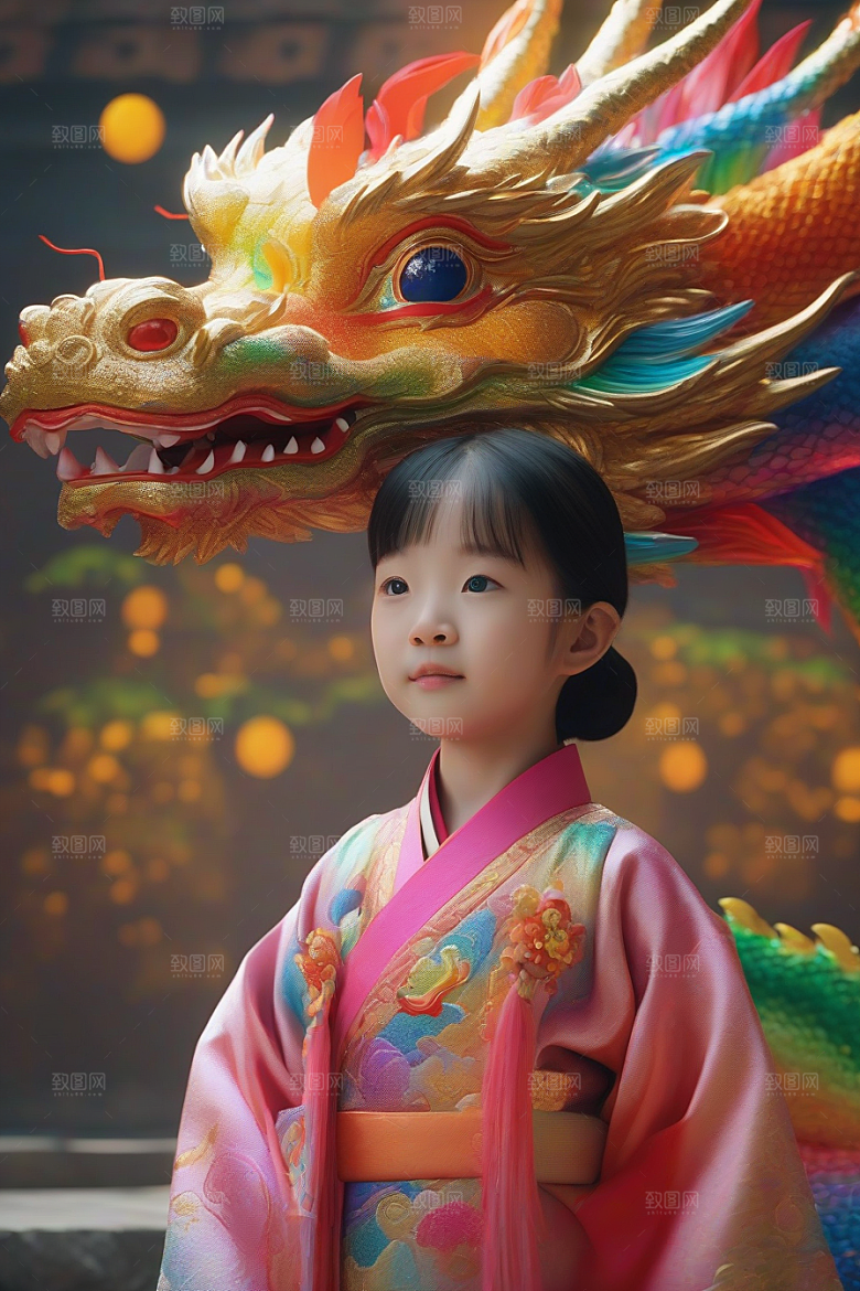 童话般的绚丽彩虹龙与中国小女孩的缘分