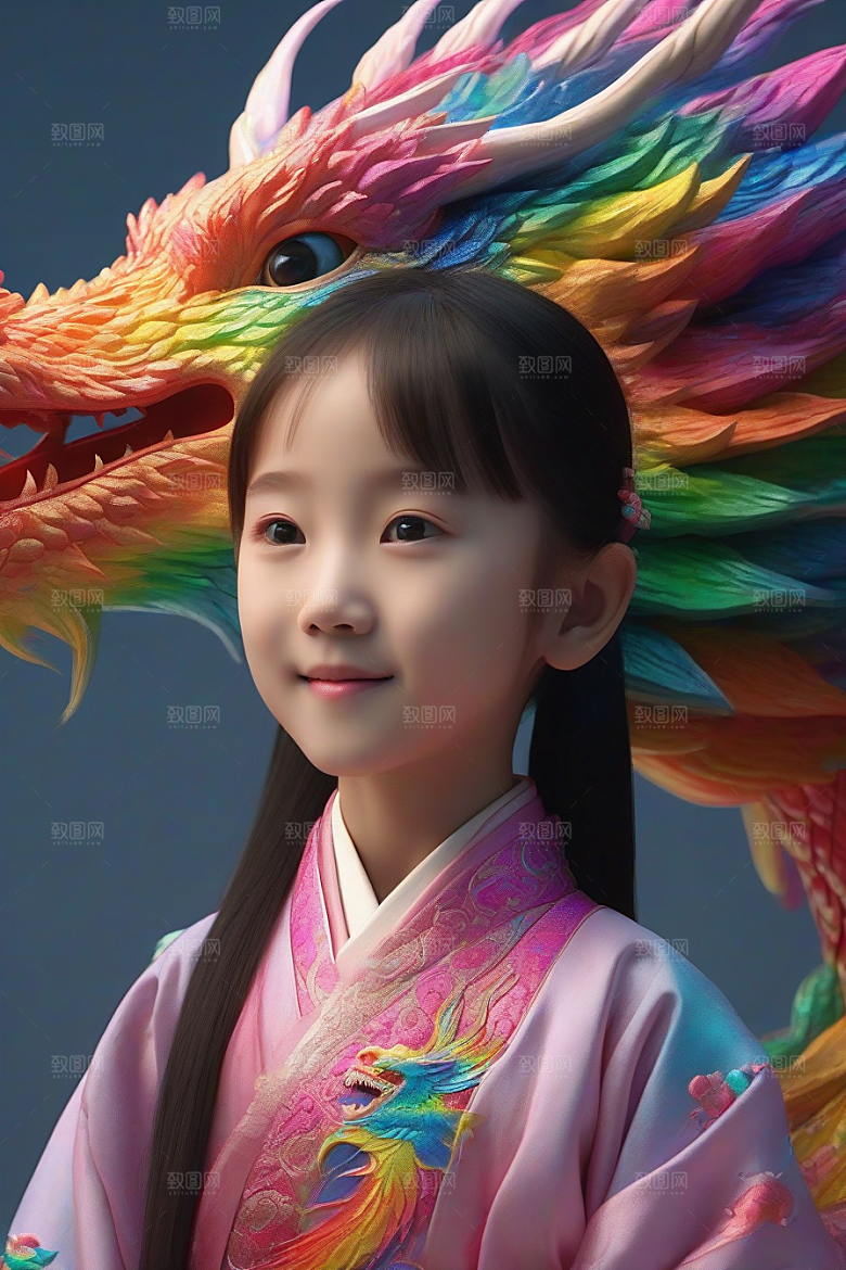 童话般的绚丽彩虹龙与中国小女孩的缘分
