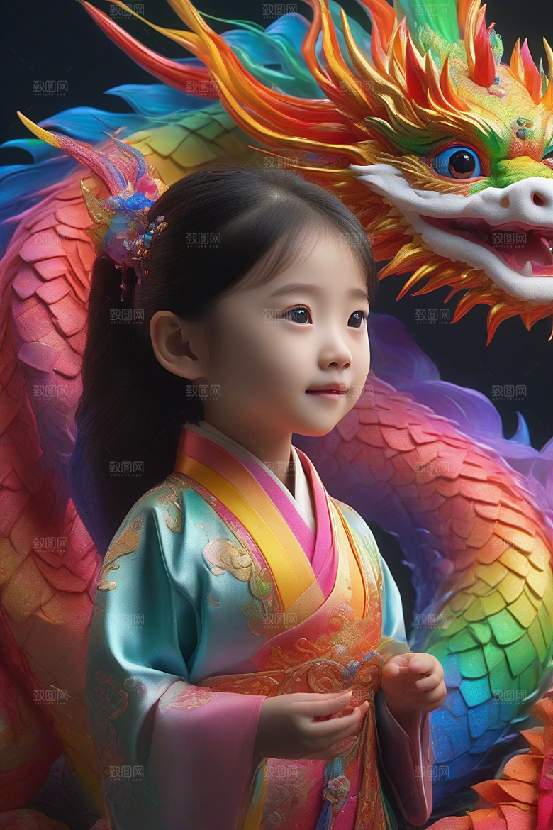 小女孩与绚丽彩虹龙的神奇友谊故事