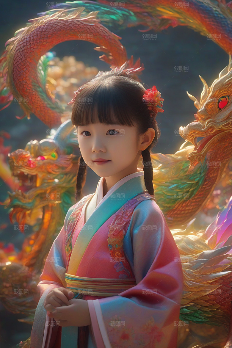 小女孩与绚丽彩虹龙的神奇友谊故事