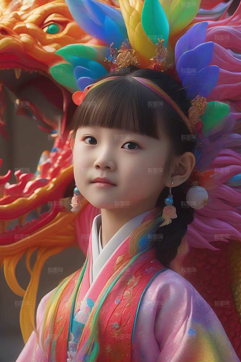 小女孩与绚丽彩虹龙的神奇友谊故事