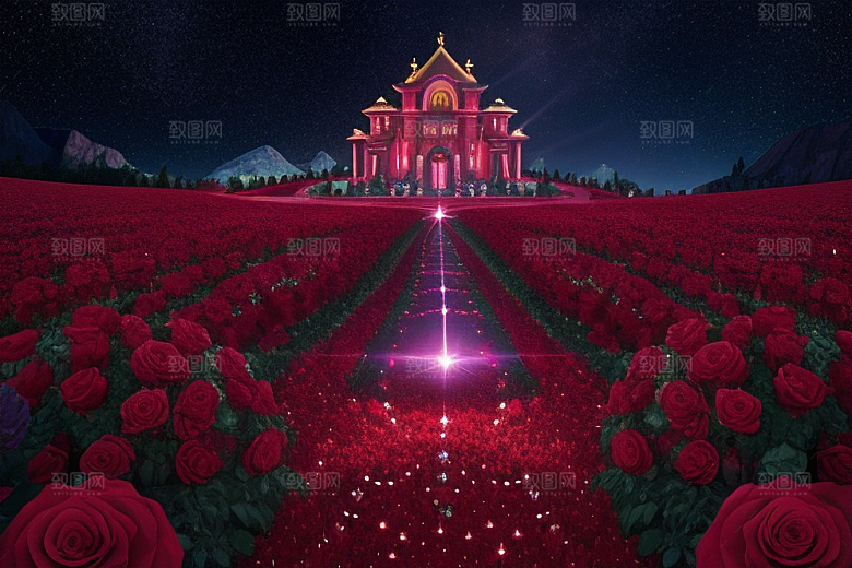 红宝石梦境水晶与星空闪耀