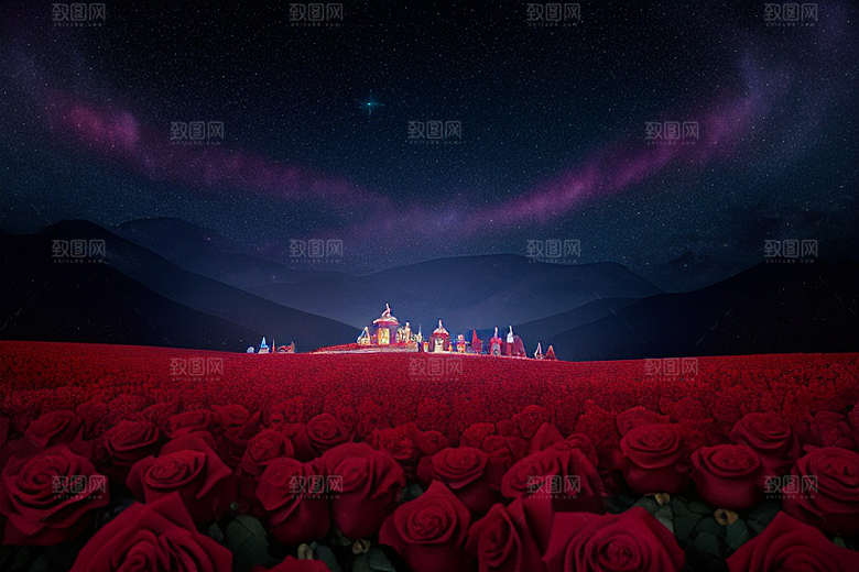 红宝石梦境水晶与星空闪耀
