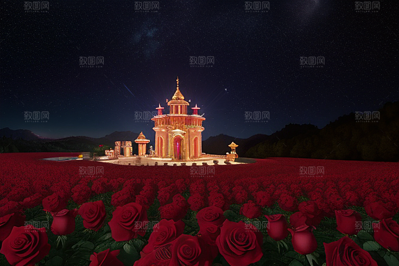 红宝石梦境水晶与星空闪耀
