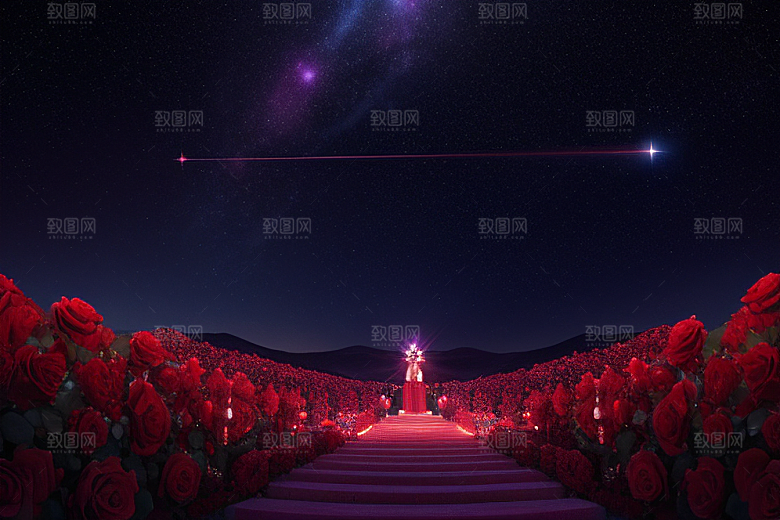 红宝石梦境水晶与星空闪耀