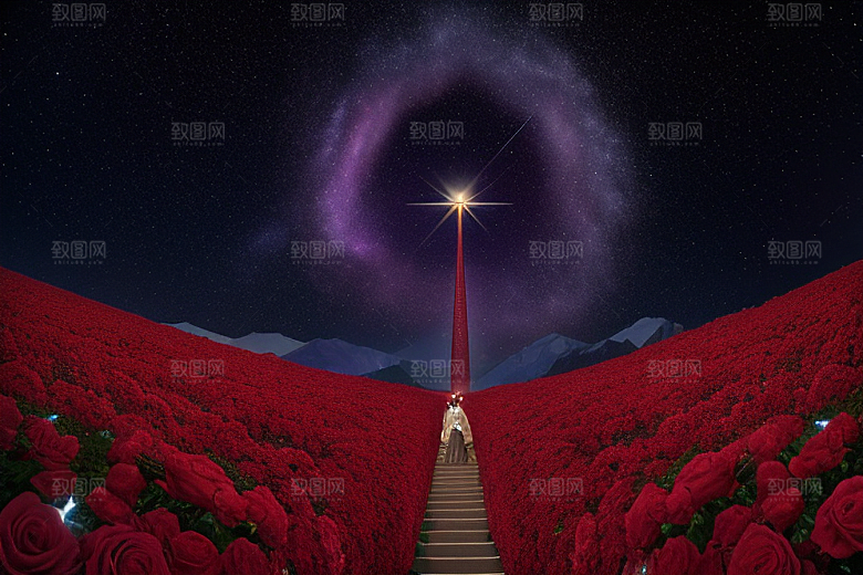 红宝石梦境水晶与星空闪耀