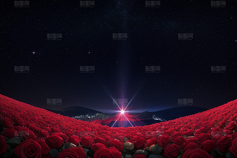 红宝石梦境水晶与星空闪耀