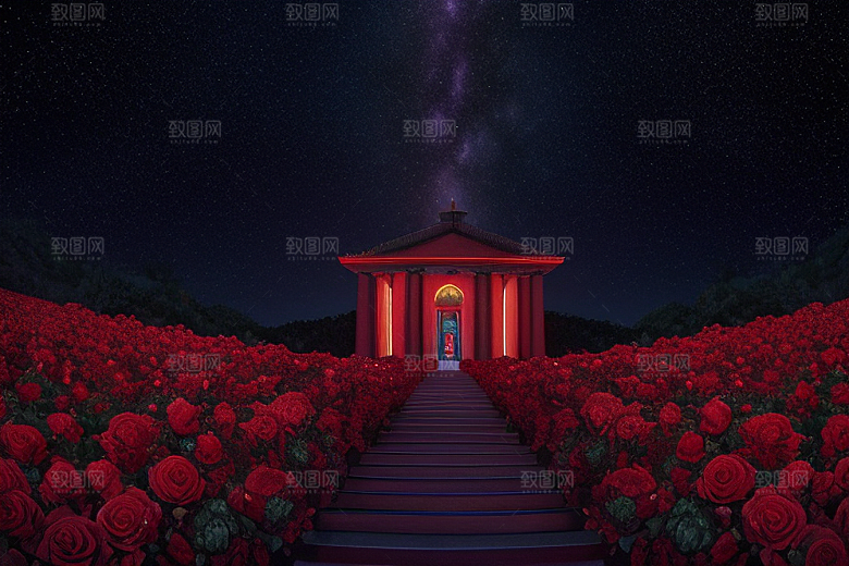 红宝石梦境水晶与星空闪耀