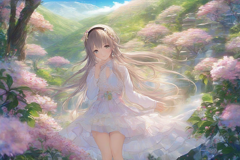绝美姿态美艳女子独享绚丽背景的完美瞬间