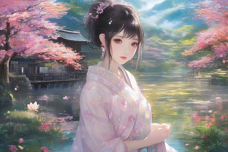 绝美姿态美艳女子独享绚丽背景的完美瞬间