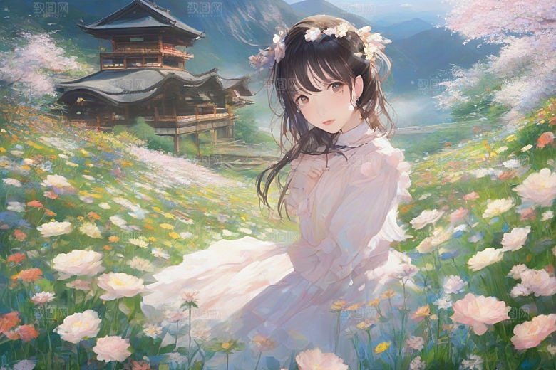 绝美姿态美艳女子独享绚丽背景的完美瞬间