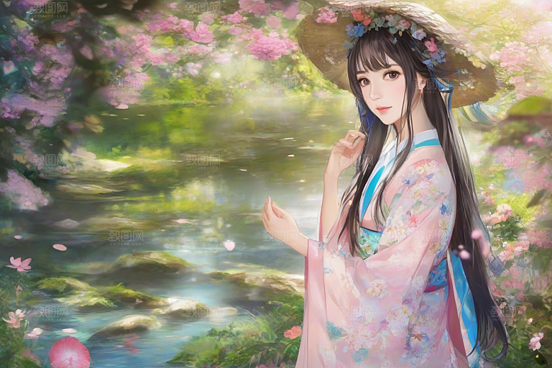 绝美姿态美艳女子独享绚丽背景的完美瞬间