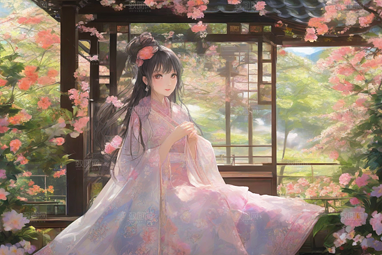 绝美姿态美艳女子独享绚丽背景的完美瞬间