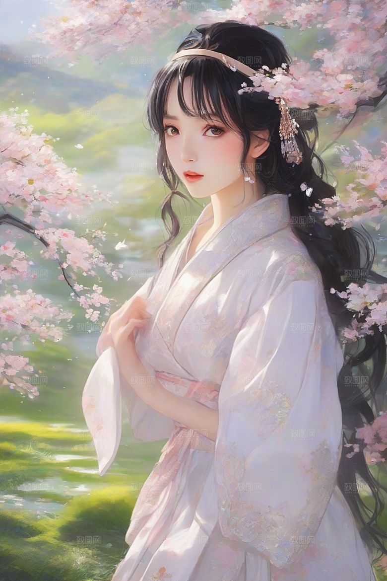 绝美姿态美艳女子独享绚丽背景的完美瞬间