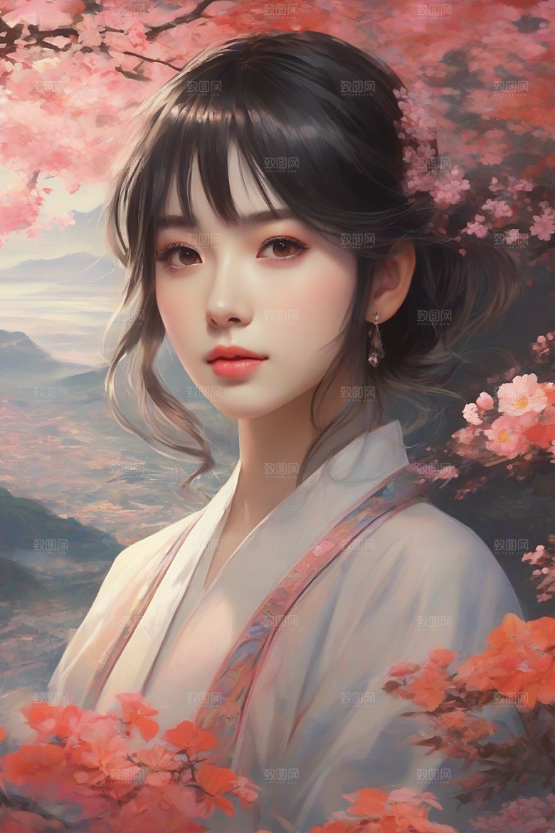 绝美姿态美艳女子独享绚丽背景的完美瞬间
