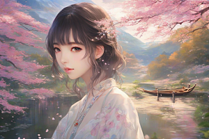 风情万种绚丽背景下的迷人女子独占光芒