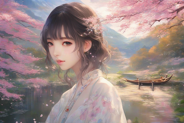 风情万种绚丽背景下的迷人女子独占光芒