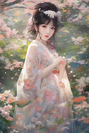 风情万种绚丽背景下的迷人女子独占光芒
