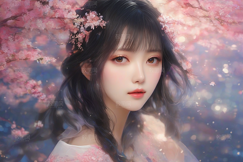 风情万种绚丽背景下的迷人女子独占光芒