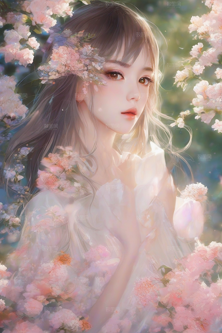 风情万种绚丽背景下的迷人女子独占光芒