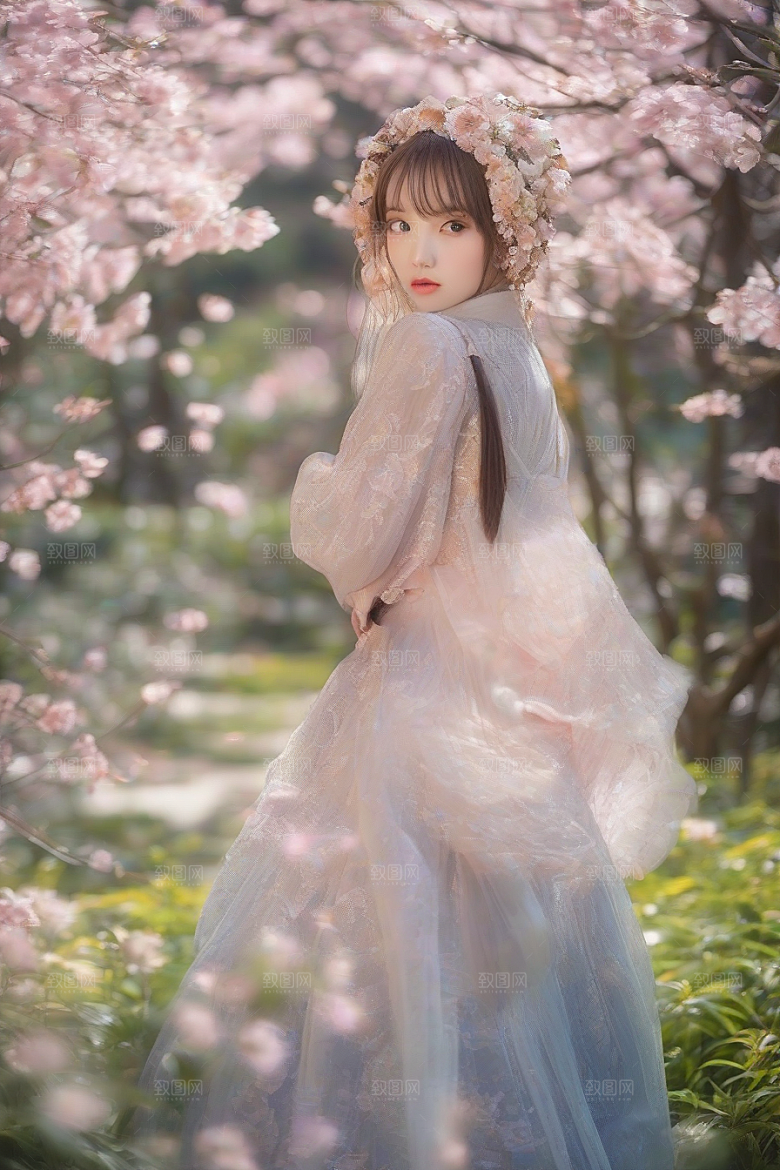 风情万种绚丽背景下的迷人女子独占光芒