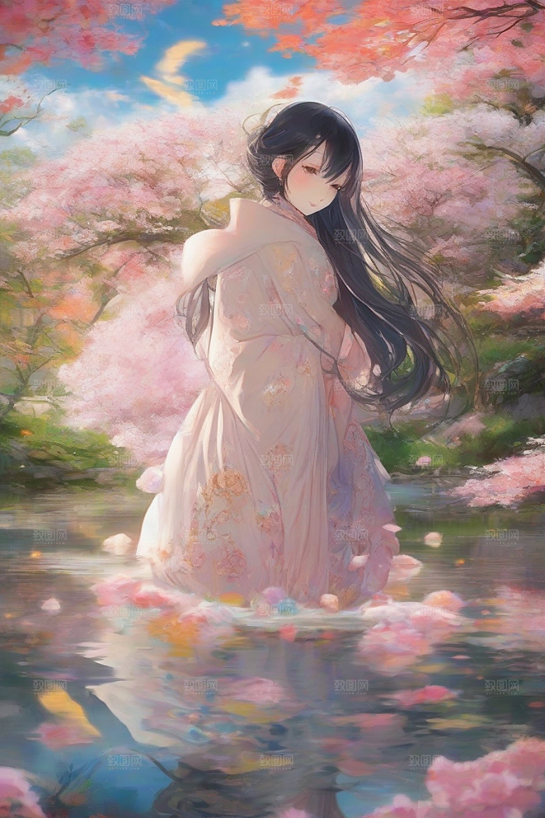 风情万种绚丽背景下的迷人女子独占光芒
