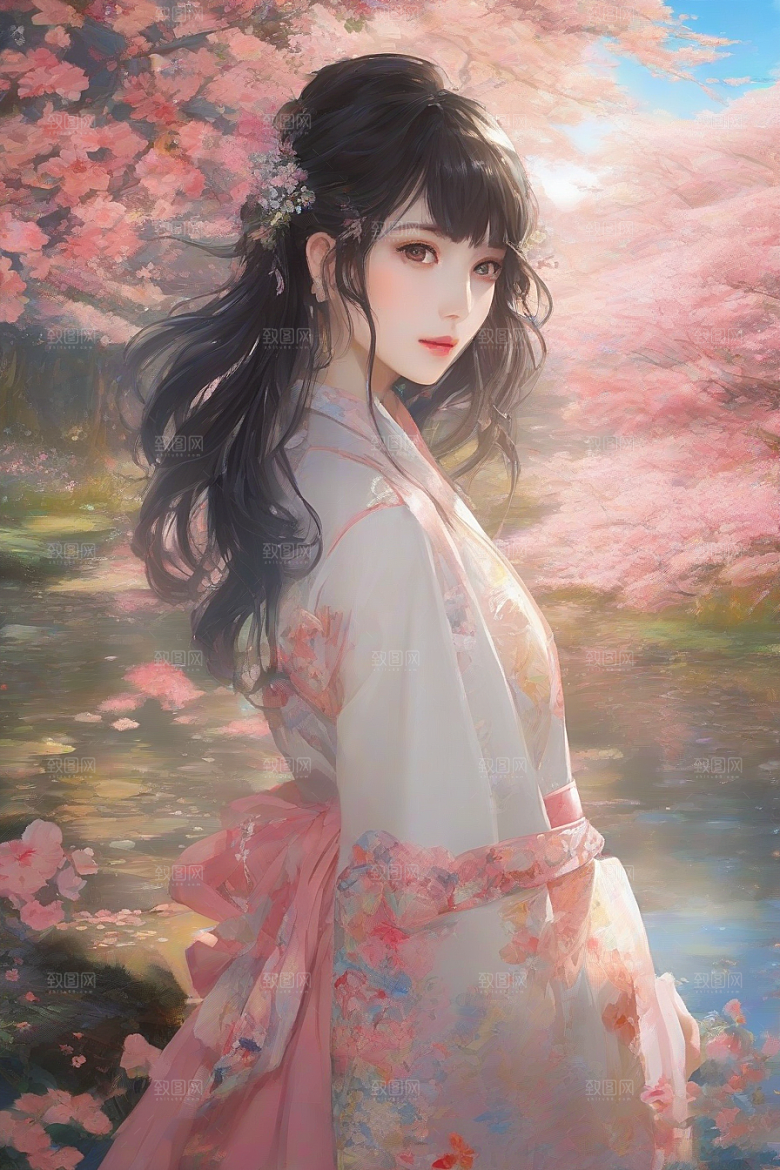 风情万种绚丽背景下的迷人女子独占光芒