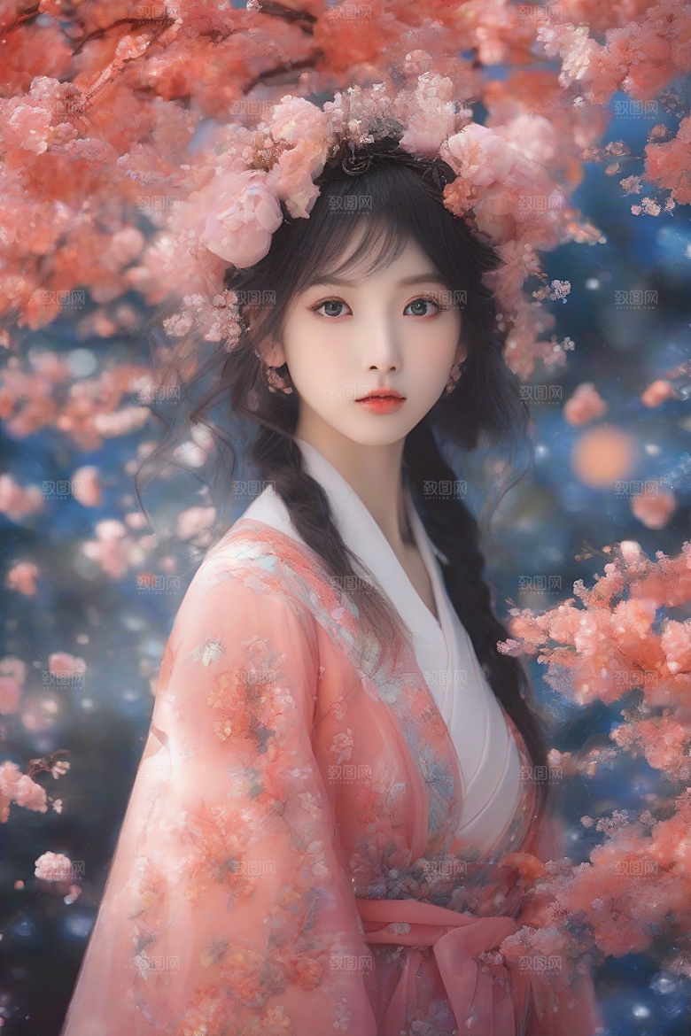 风情万种绚丽背景下的迷人女子独占光芒