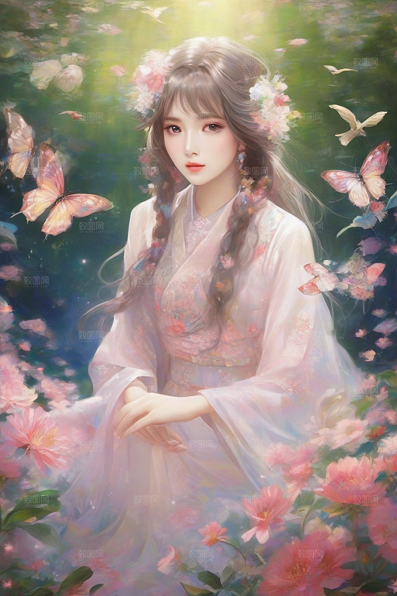 风情万种绚丽背景下的迷人女子独占光芒