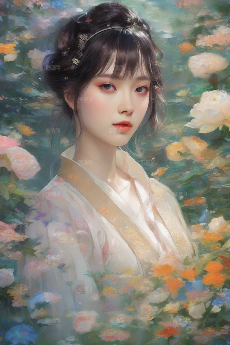 风情万种绚丽背景下的迷人女子独占光芒