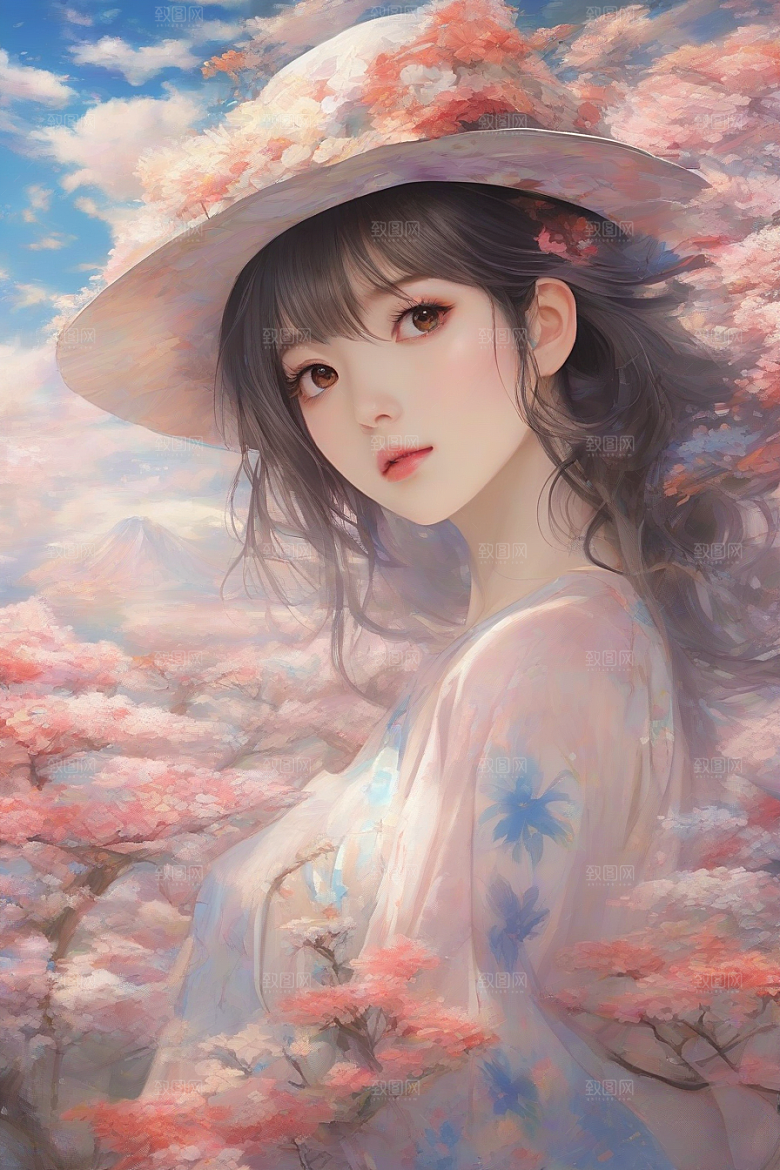 风情万种绚丽背景下的迷人女子独占光芒