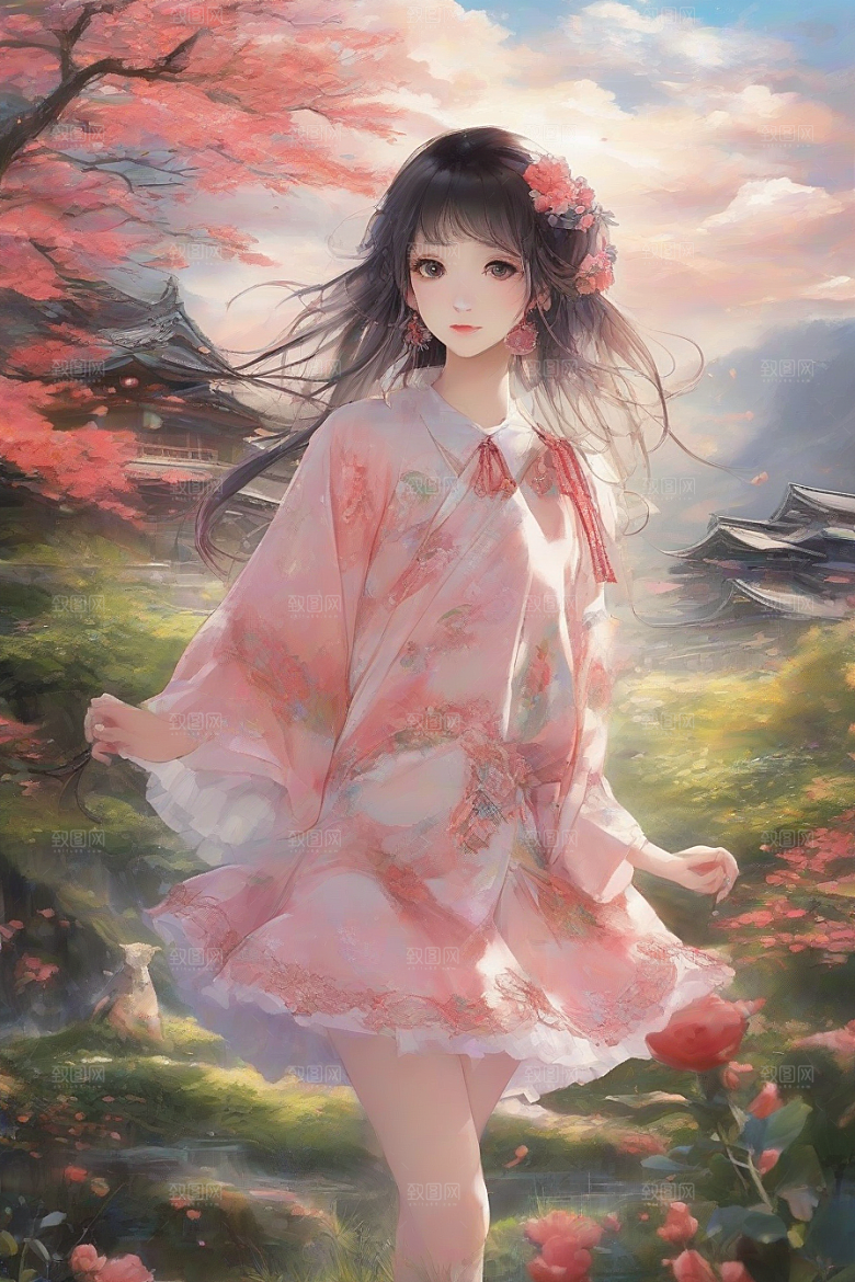 风情万种绚丽背景下的迷人女子独占光芒