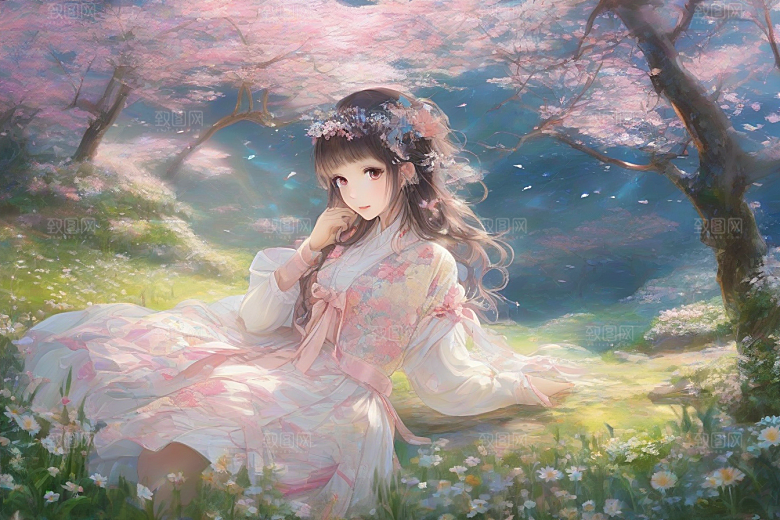 完美交汇美丽少女与绚丽背景的完美结合