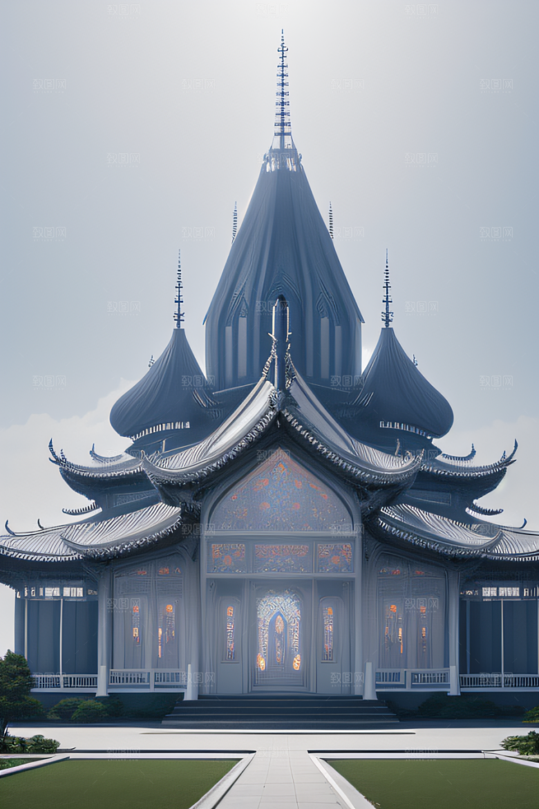 透明翅膀天使环绕幽淡烟雾缭绕