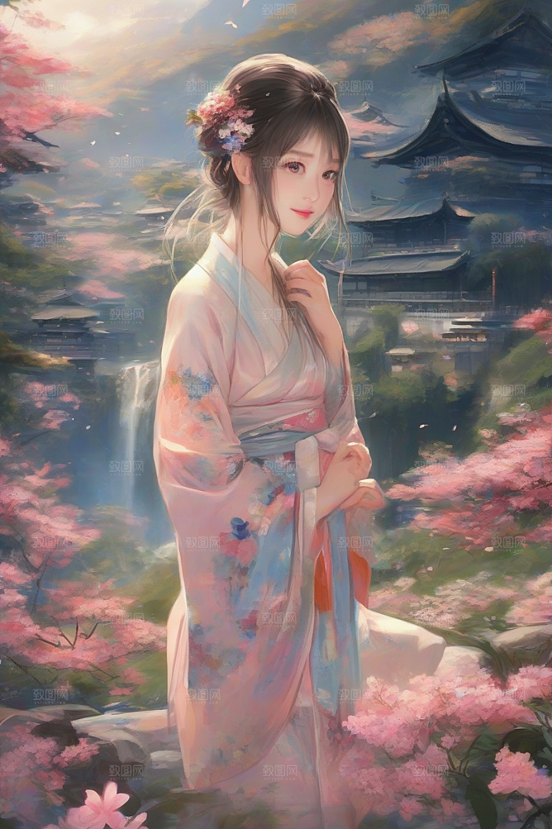 完美交汇美丽少女与绚丽背景的完美结合
