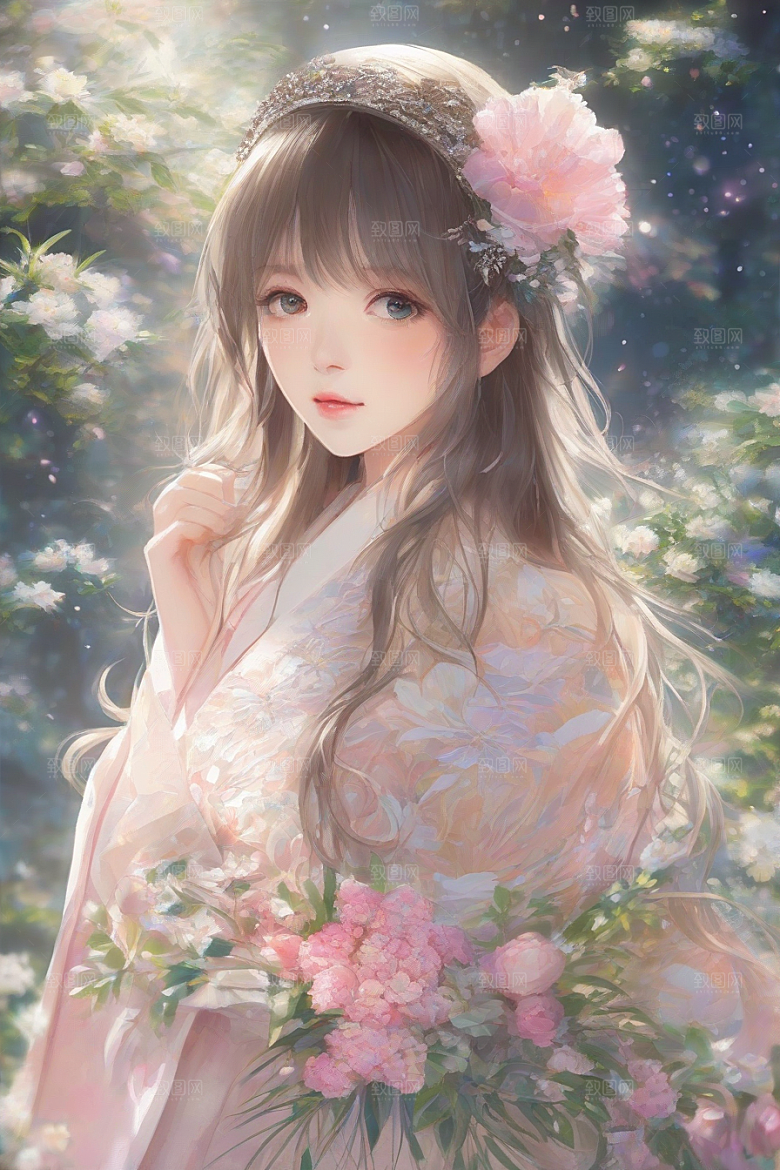 完美交汇美丽少女与绚丽背景的完美结合