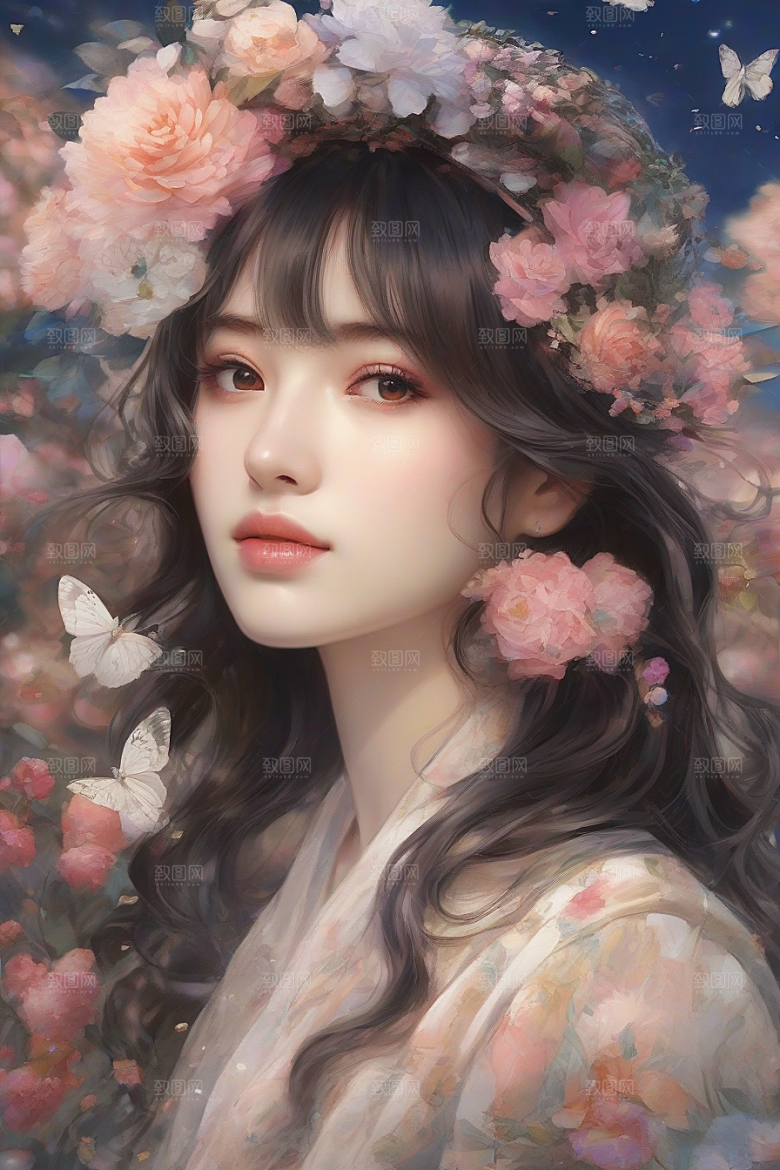 完美交汇美丽少女与绚丽背景的完美结合