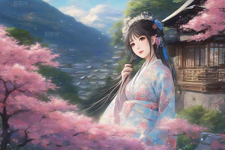 完美交汇美丽少女与绚丽背景的完美结合