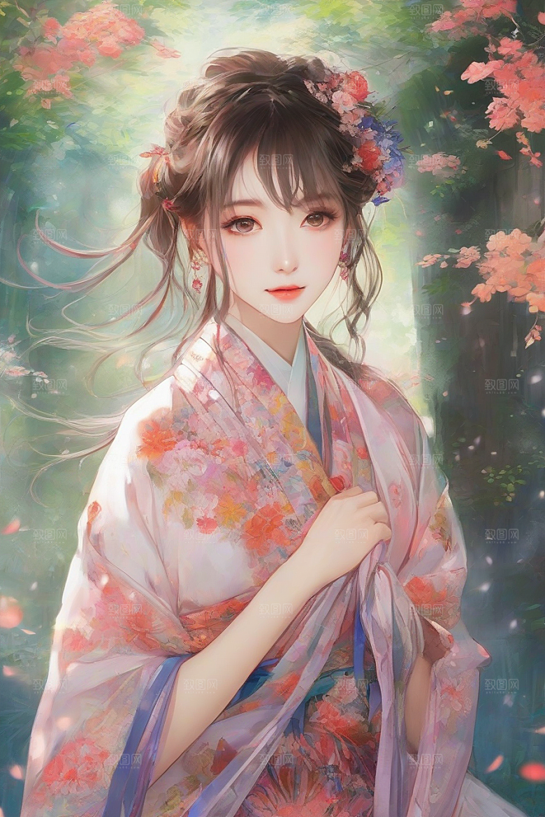完美交汇美丽少女与绚丽背景的完美结合