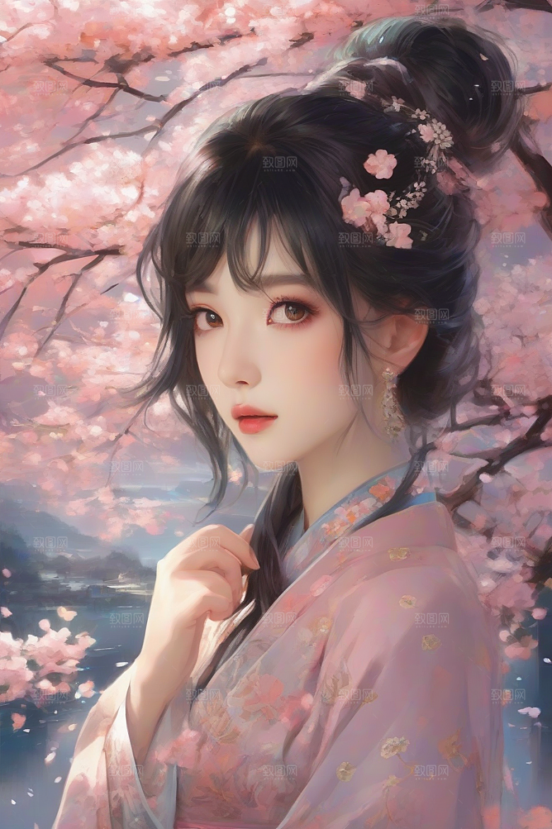 完美交汇美丽少女与绚丽背景的完美结合