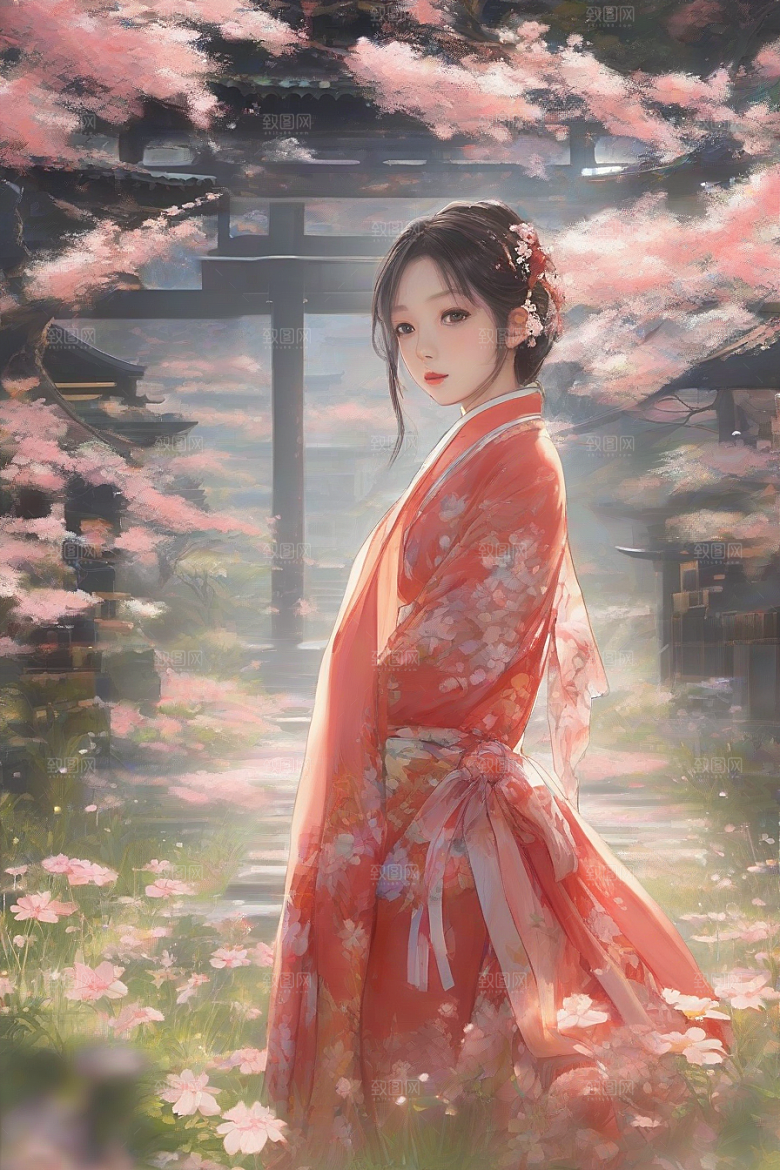 完美交汇美丽少女与绚丽背景的完美结合