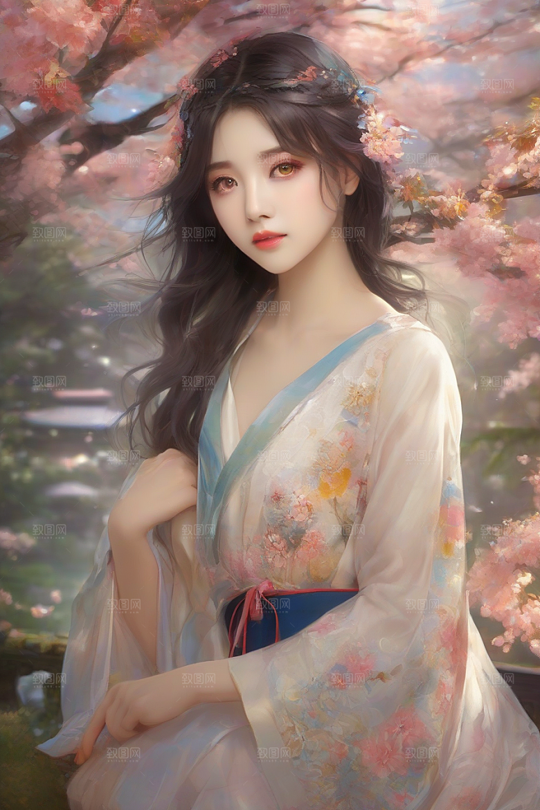 美丽璀璨绚丽背景中的绝美女子尽显风采