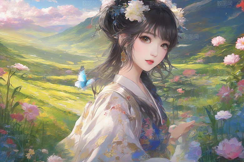 美丽璀璨绚丽背景中的绝美女子尽显风采